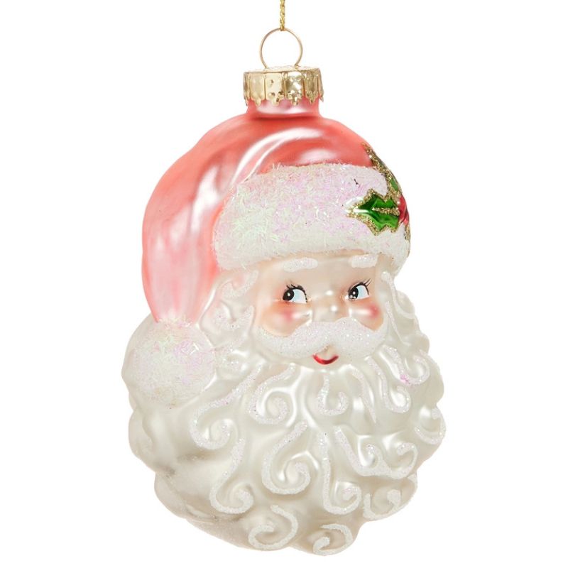 Pink Santa Head Ornament